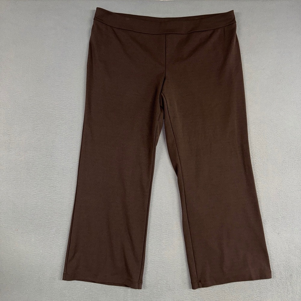 Lane Bryant Dress Pants Women 22/24 Brown Wide Flare Stretch Pull On Trousers